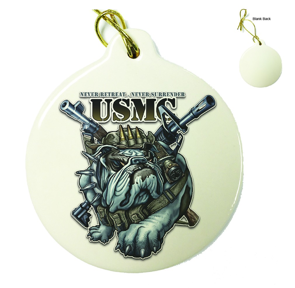 Never Retreat Never Surrender Marine Corps Porcelain Ornament