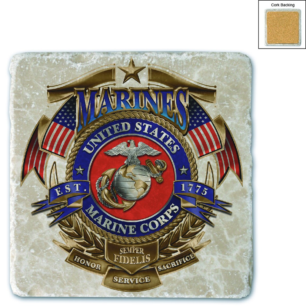 Marines USMC Badge Of Honor Stone Coaster