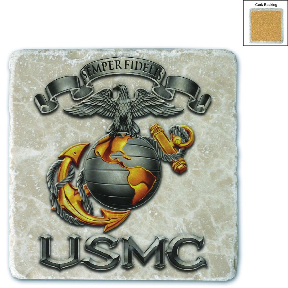 Marines USMC Semper Fidelis Stone Coaster