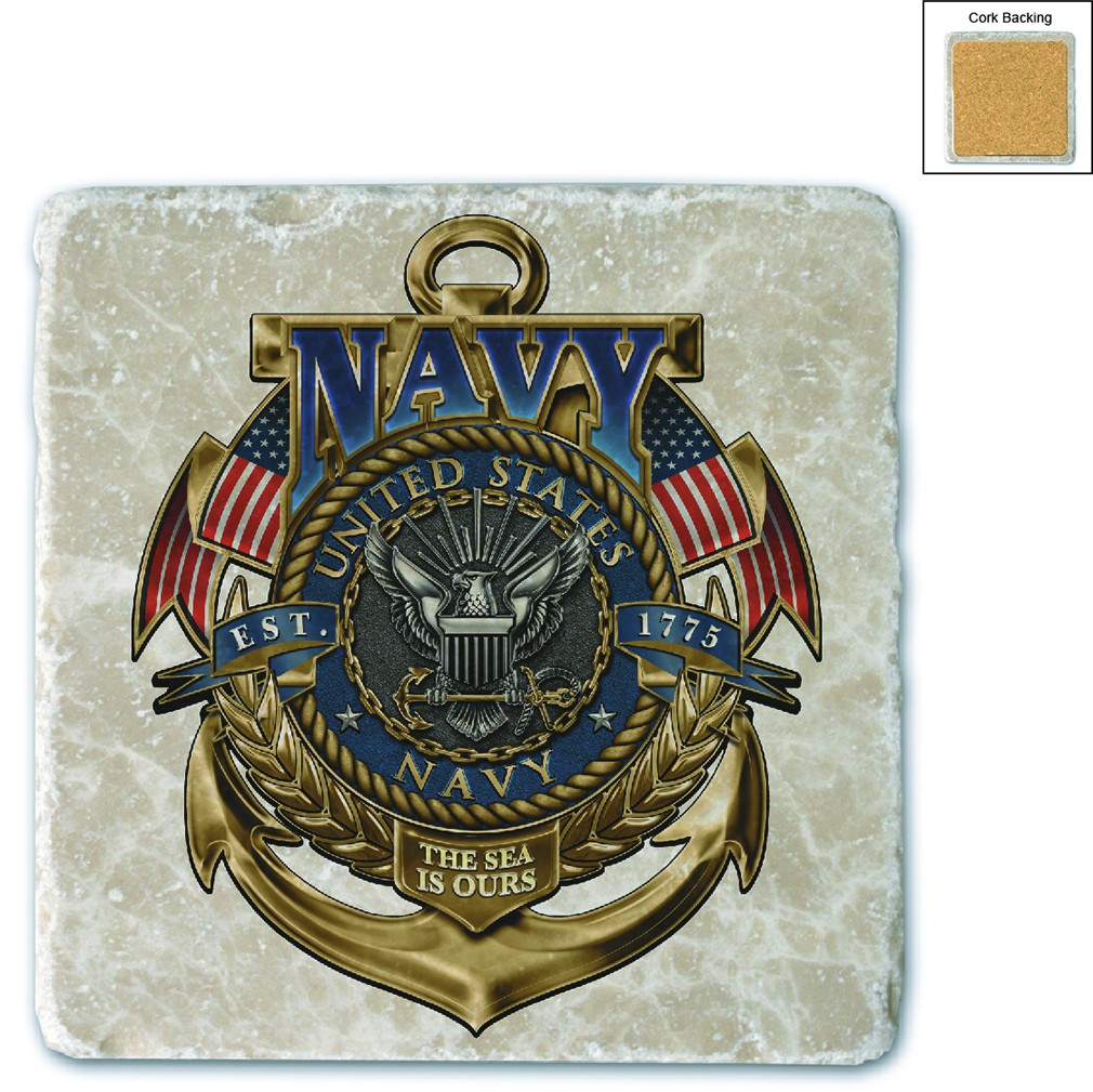 US Navy The Sea Is Ours Stone Coaster