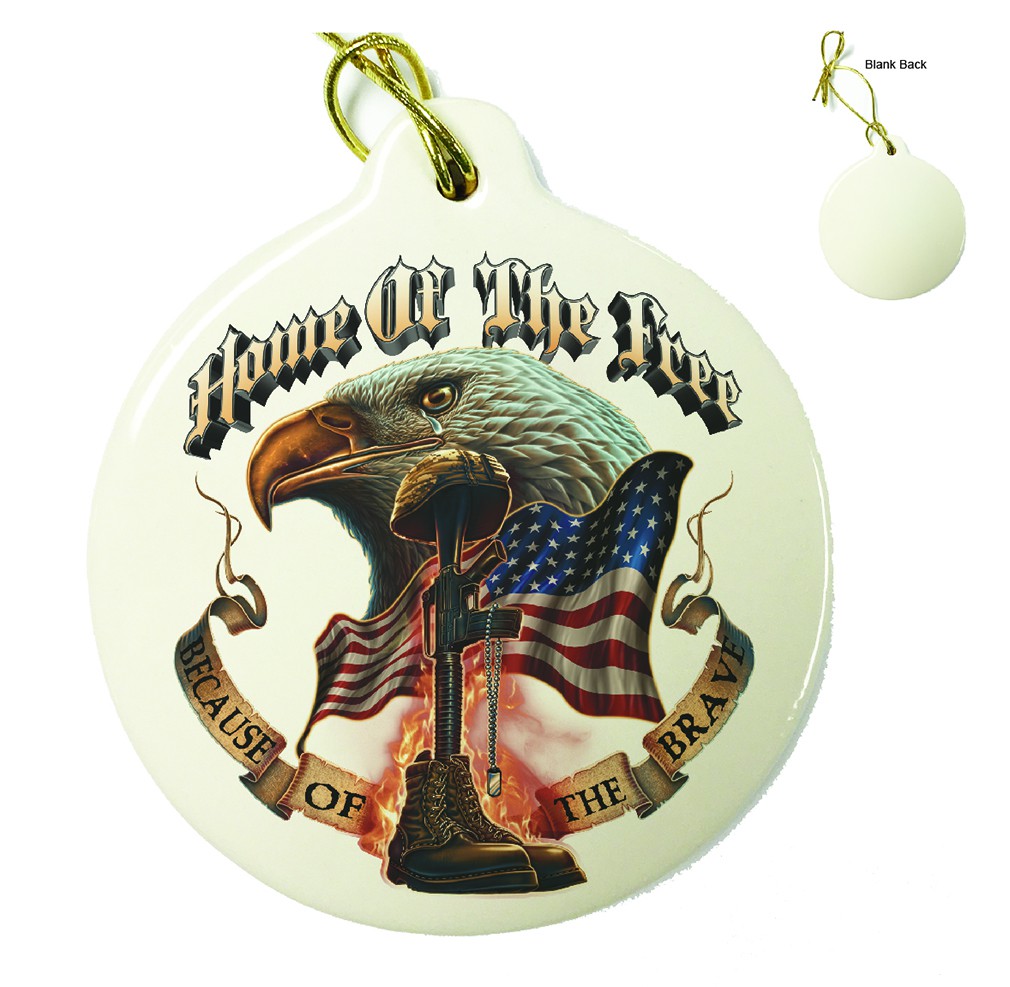 Home Of The Free Because Of The Brave Porcelain Ornament