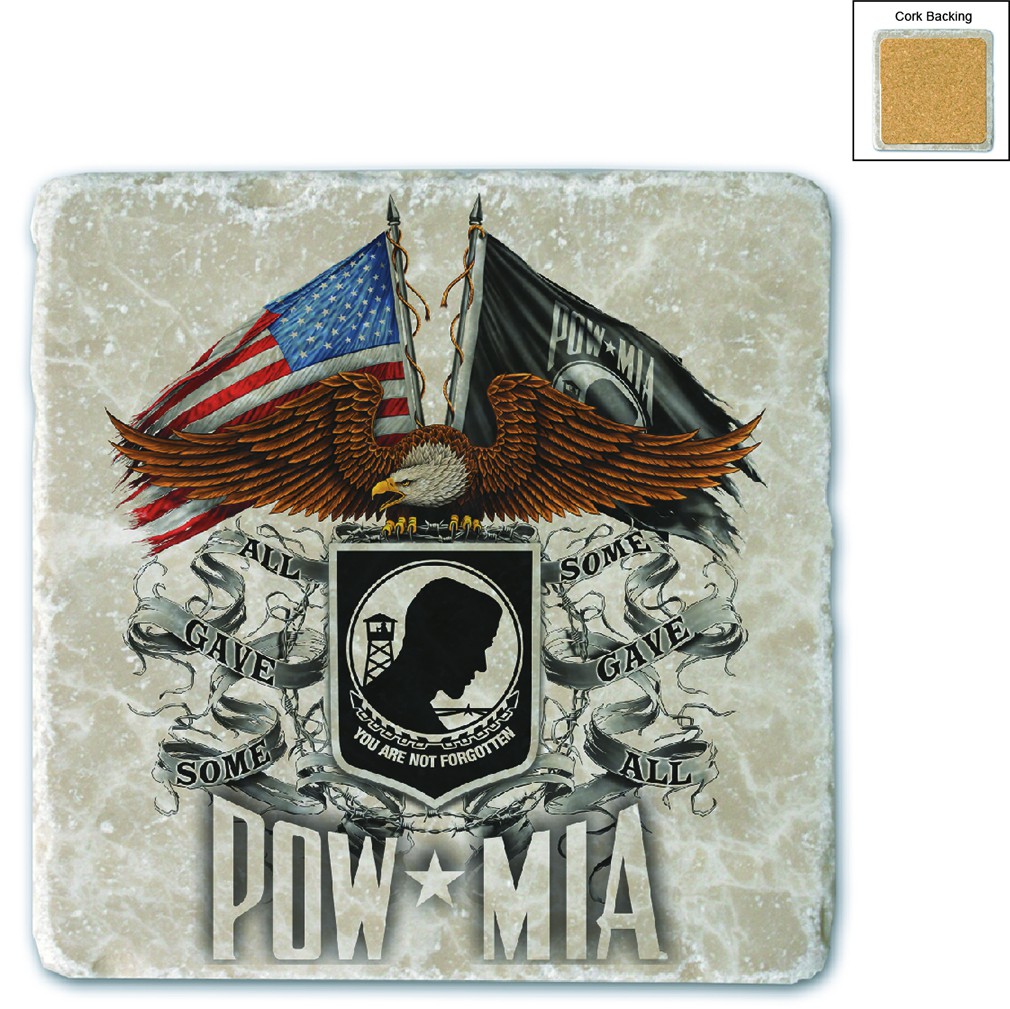 Double Flag Eagle POW Stone Coaster