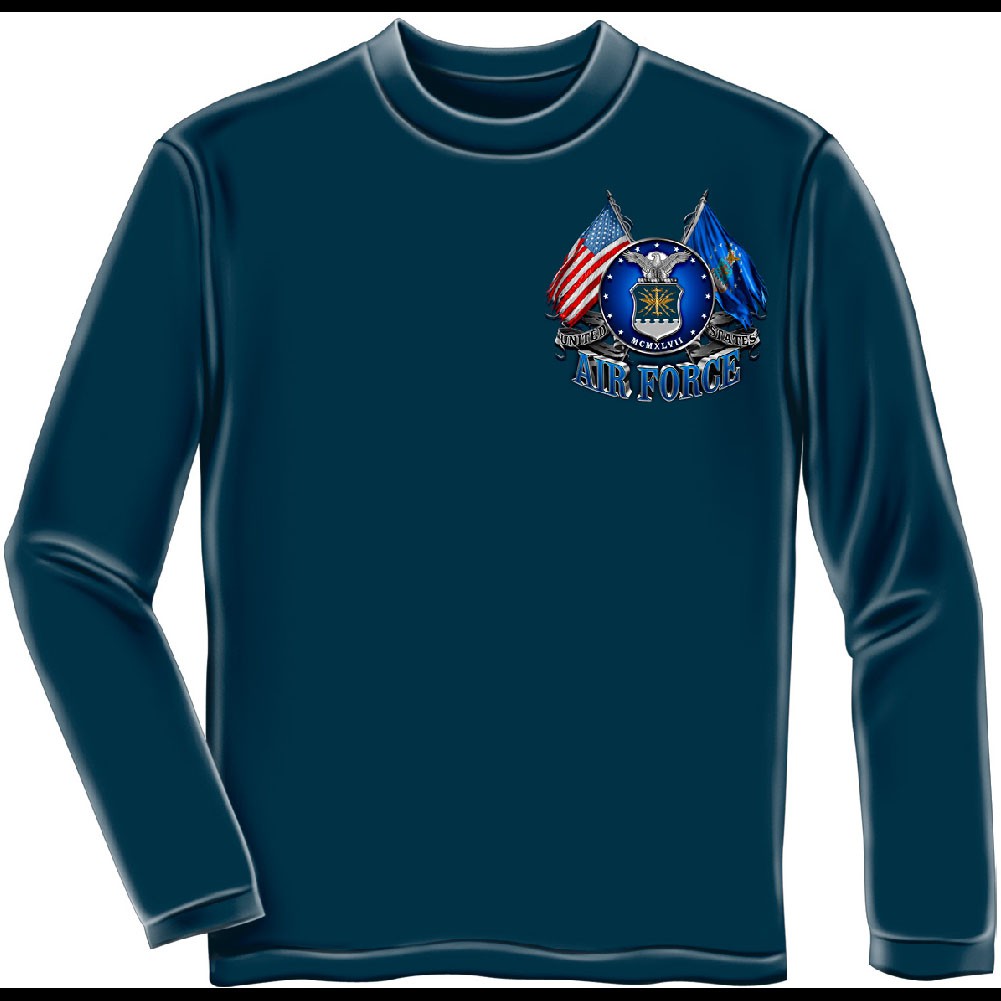 US Air Force Flags Blue Long Sleeve T-Shirt