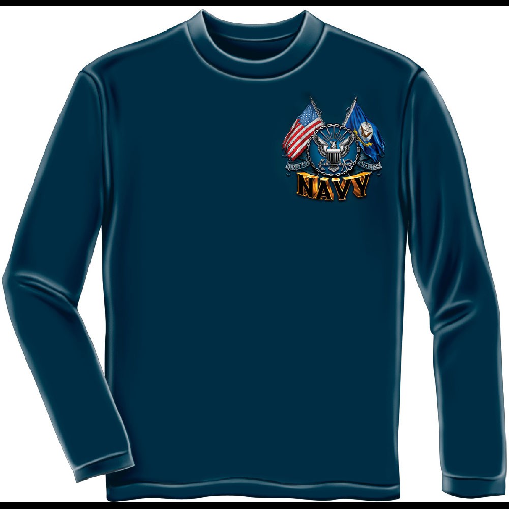 US Navy Flags Blue Long Sleeve T-Shirt