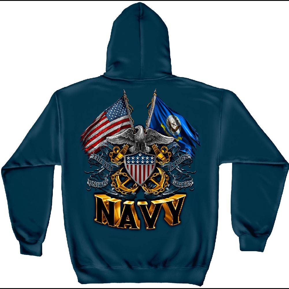 US Navy Double Flag Blue Hoodie