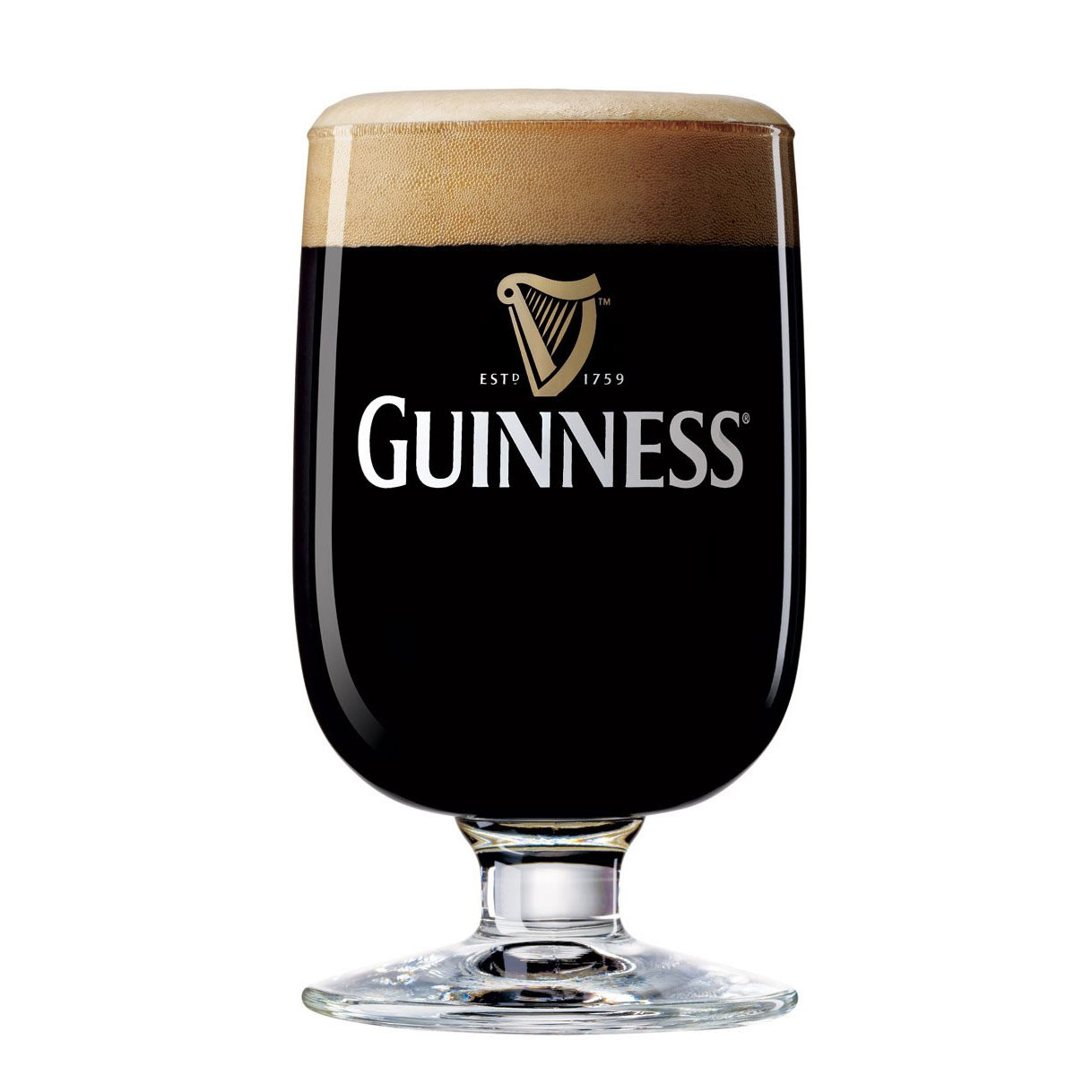 Guinness Victoria Goblet Stem Glasses Twin Pack 2 Pack Irish Beer Motif 10 oz 