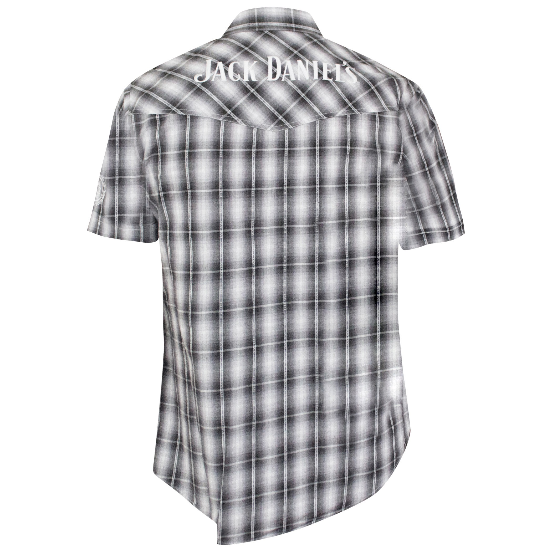 Jack Daniels Textured Plaid Short Sleeve Button Up Tee Shirt