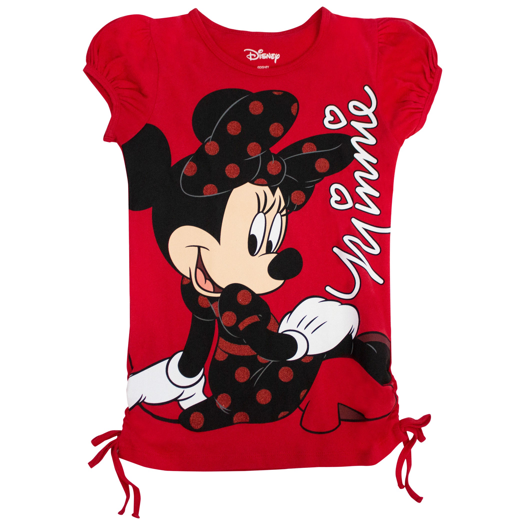 Minnie Mouse Black Bow Red Youth Girl's Tee Shirt
