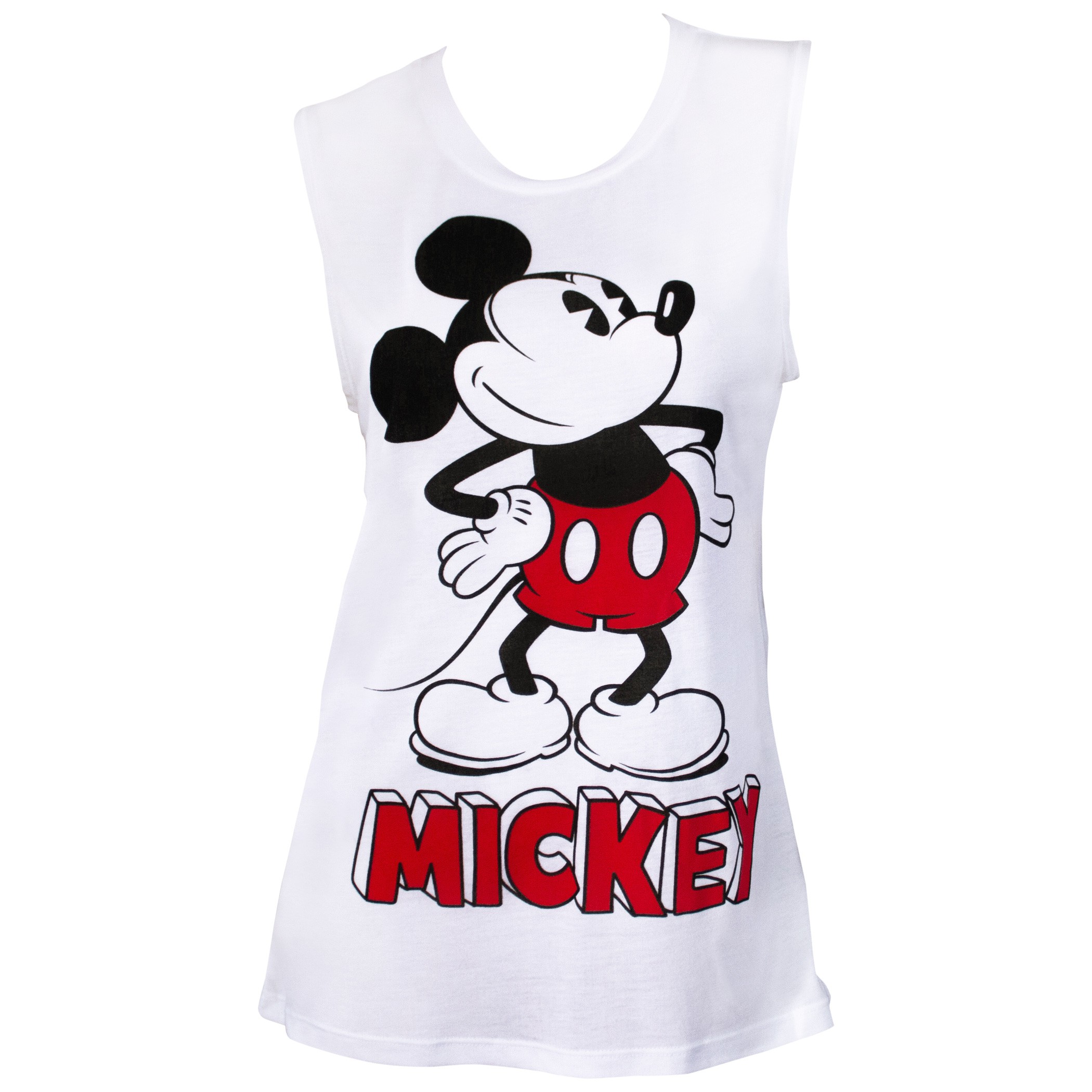 Mickey Mouse Pose Women's White Fashion Tank Top