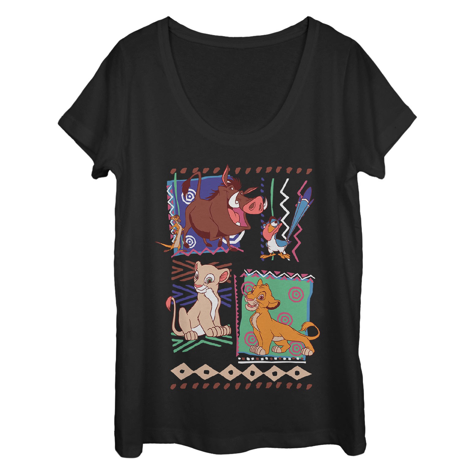 Lion King Scoop Neck Ladies Black Tee Shirt