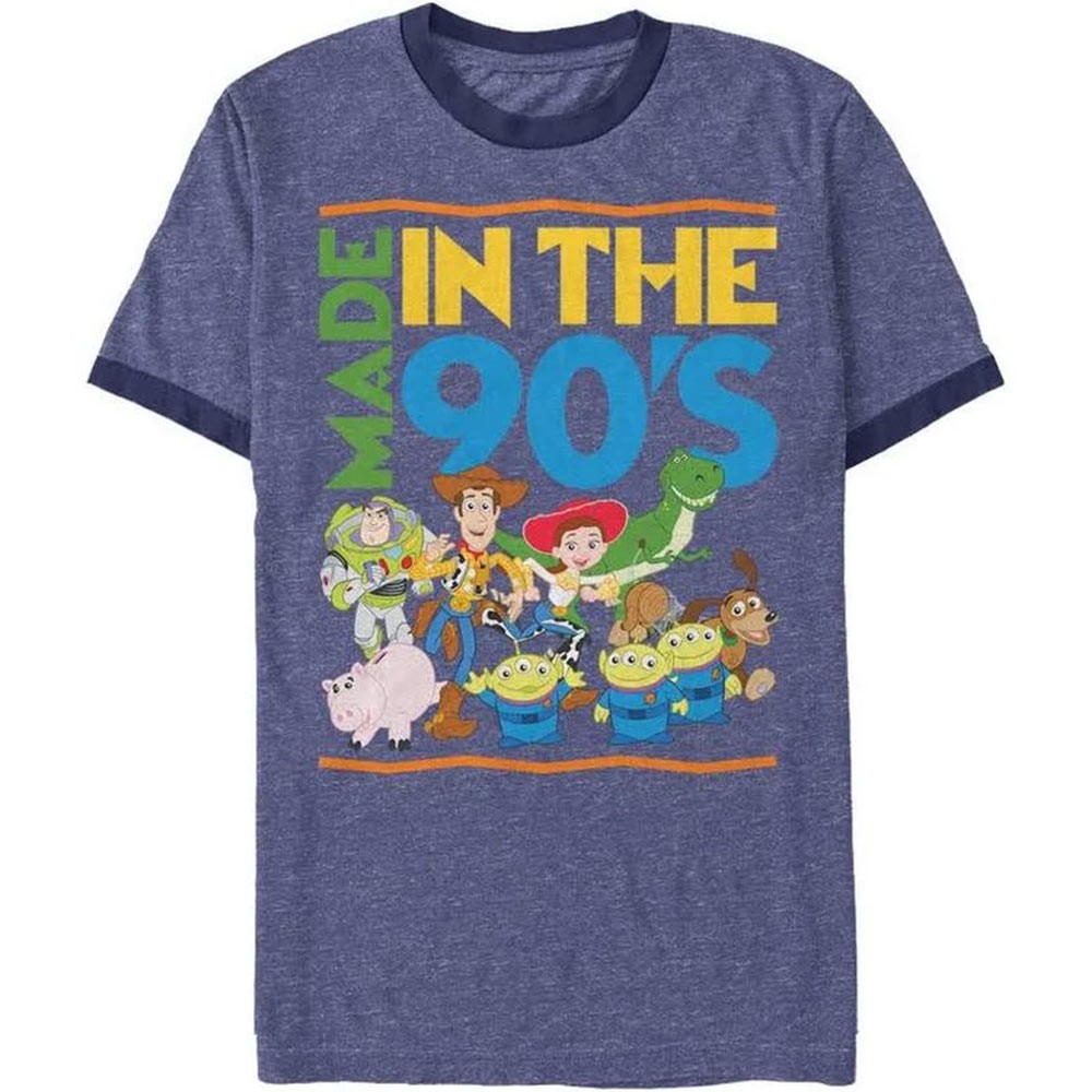 Toy Story Made In The 90's Heather Blue Ringer Tee Shirt