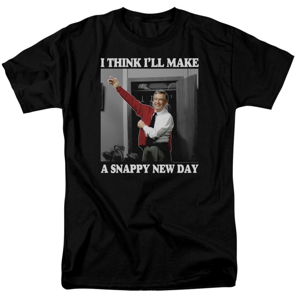 Mister Rogers Neighborhood Snappy New Day Men's Black T-Shirt