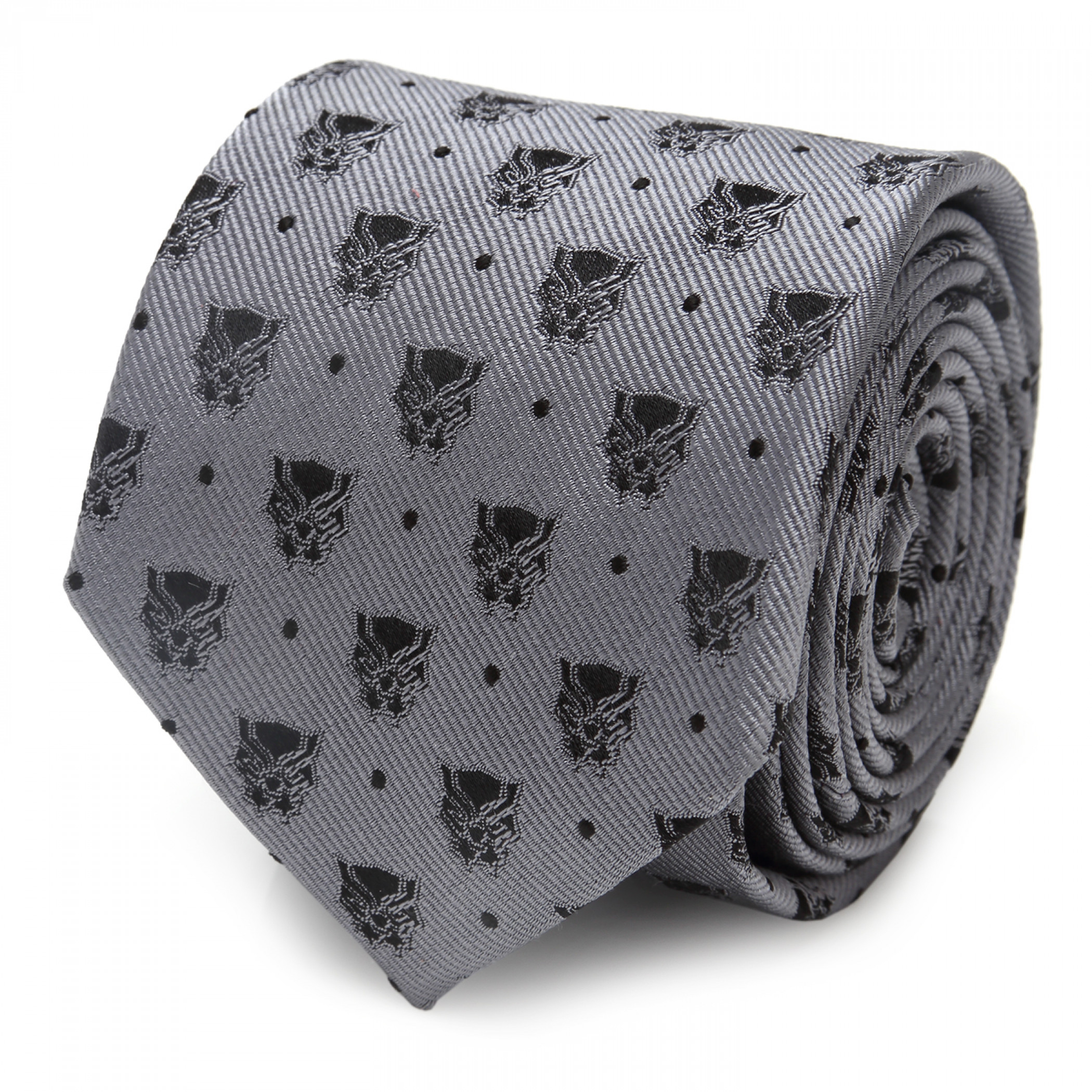 Black Panther Logos Grey Silk Tie