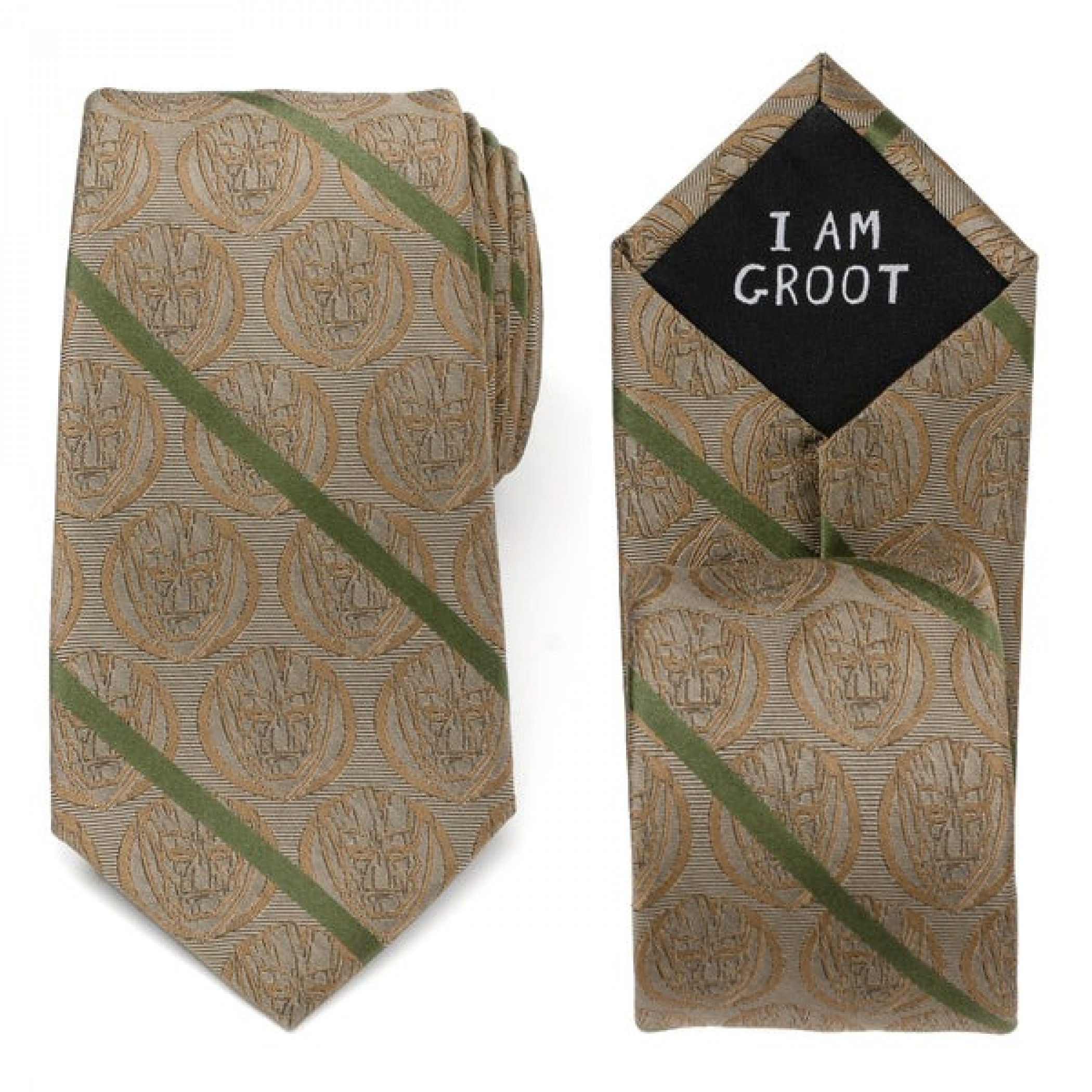 Guardians of The Galaxy Groot Tan Striped Men's Tie