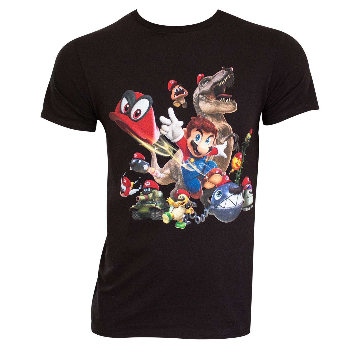 Super Mario Odyssey Hats Black Tee Shirt