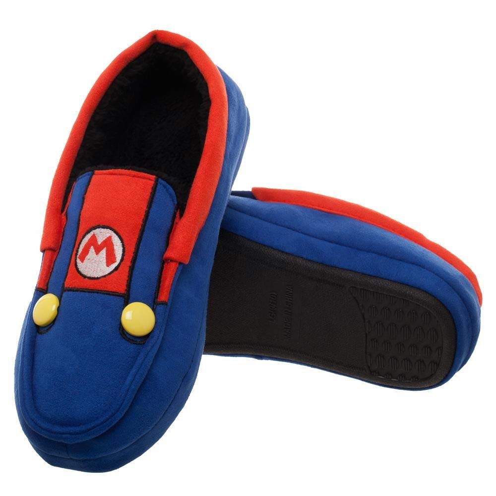 M Logo Blue Moccasins Slippers Adult Unisex SIzes M-XL Super Mario Bros 