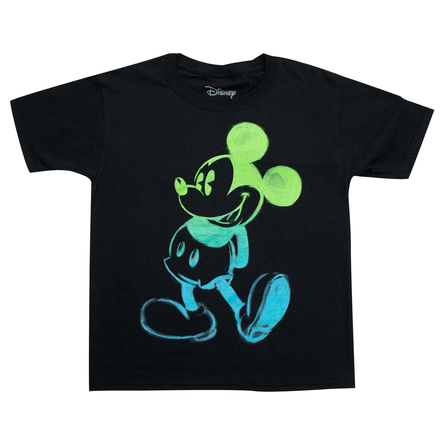 Mickey Mouse Glow In The Dark Youth Boys Black Tee Shirt