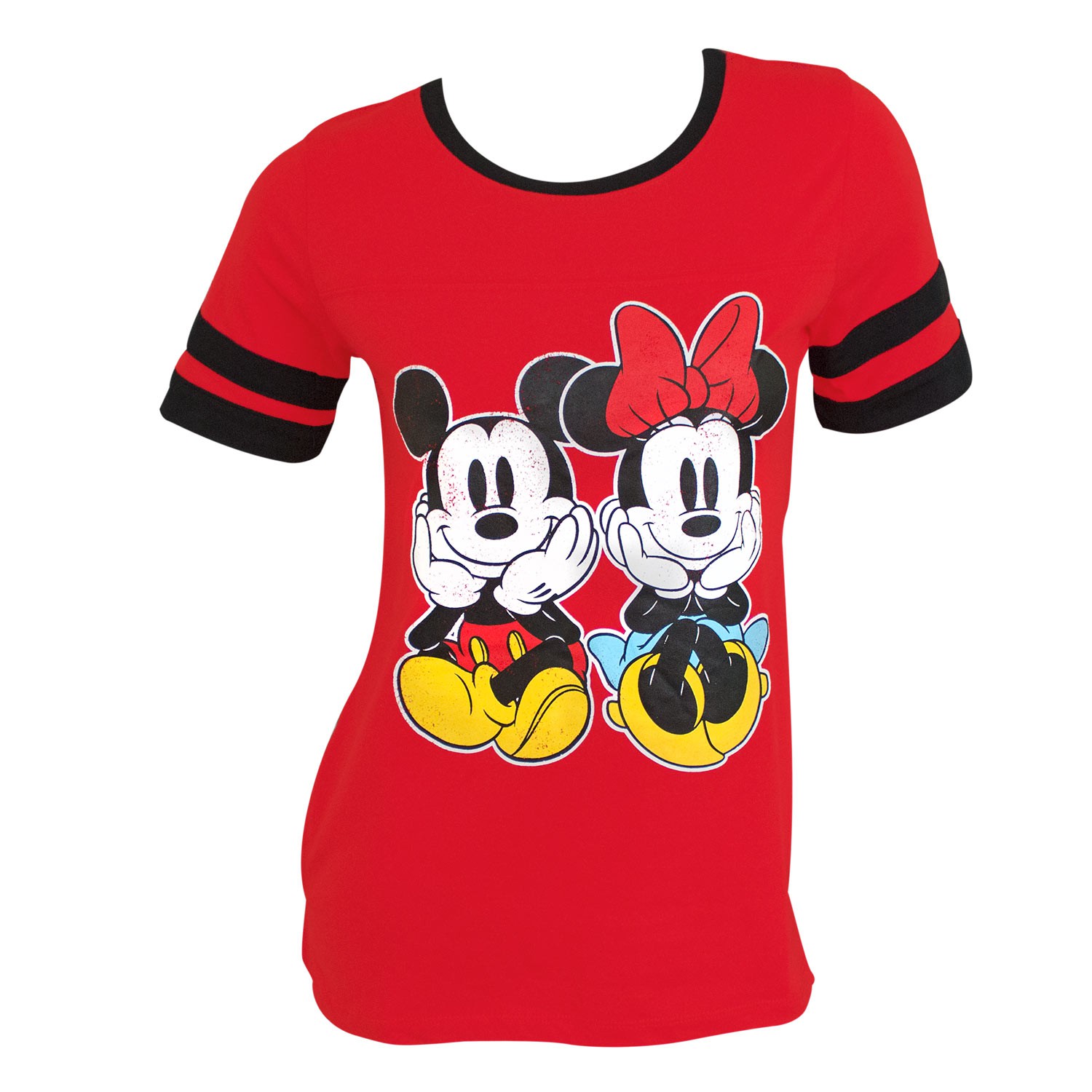 Mickey And Minnie Women's Red Jersey T-Shirt