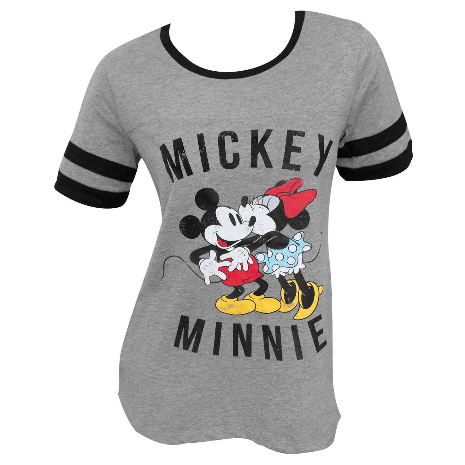 Mickey Minnie Mouse Kissing Women's Gray T-Shirt