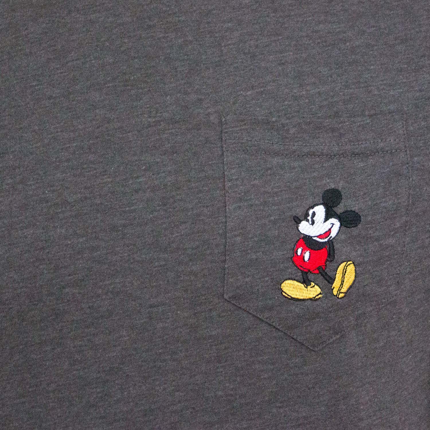 Mickey Mouse Grey Embroidered Pocket Tee Shirt