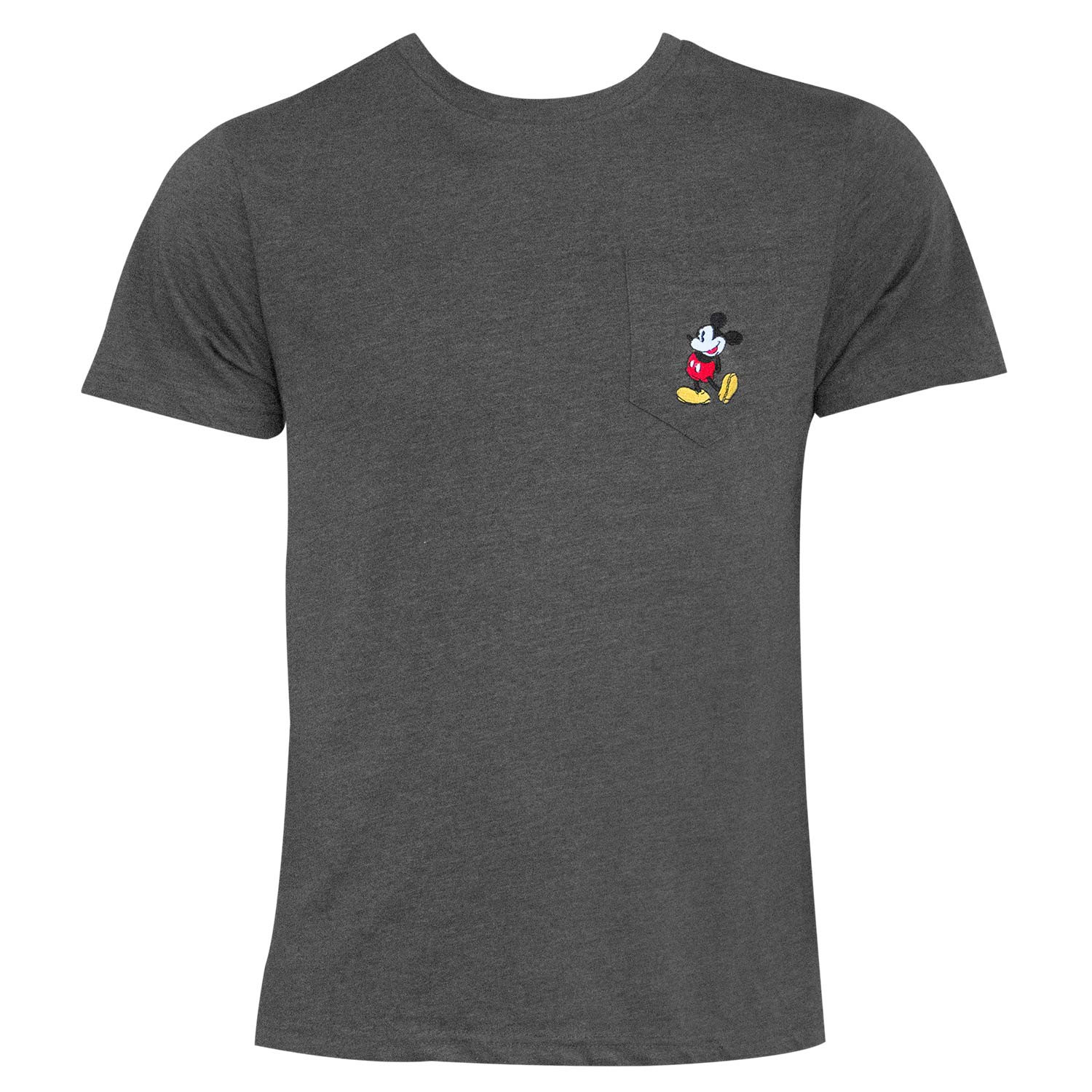 Mickey Mouse Grey Embroidered Pocket Tee Shirt