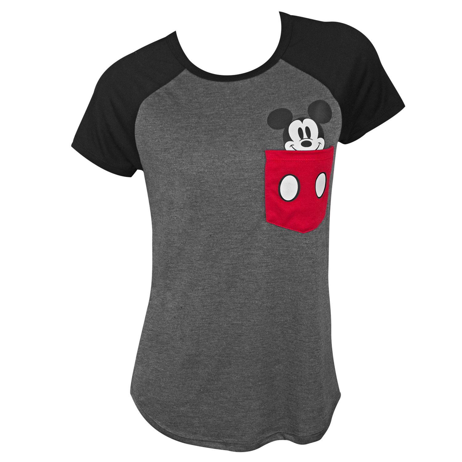 Mickey Mouse Pocket Sized Women's Grey Tee Shirt