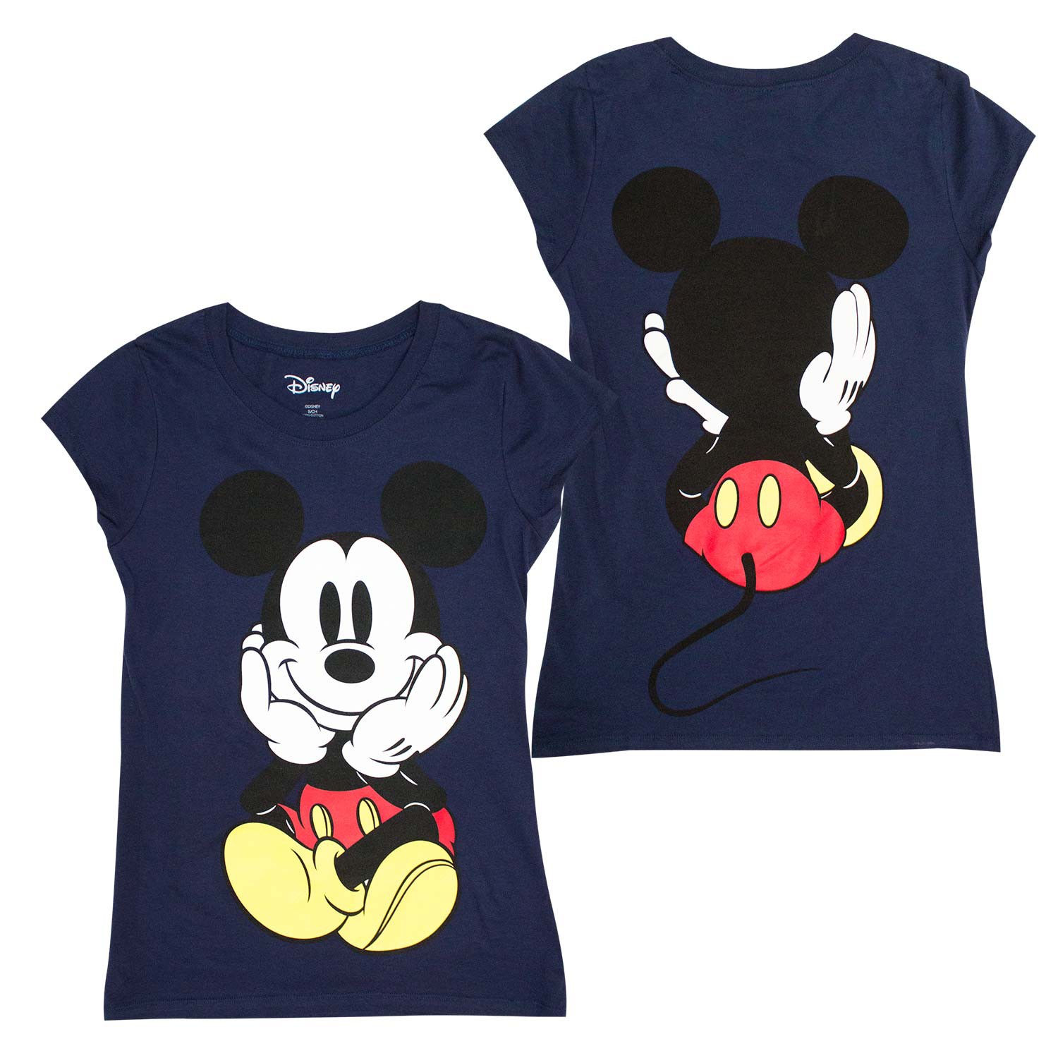 Mickey Mouse Front And Back Women's Blue T-Shirt