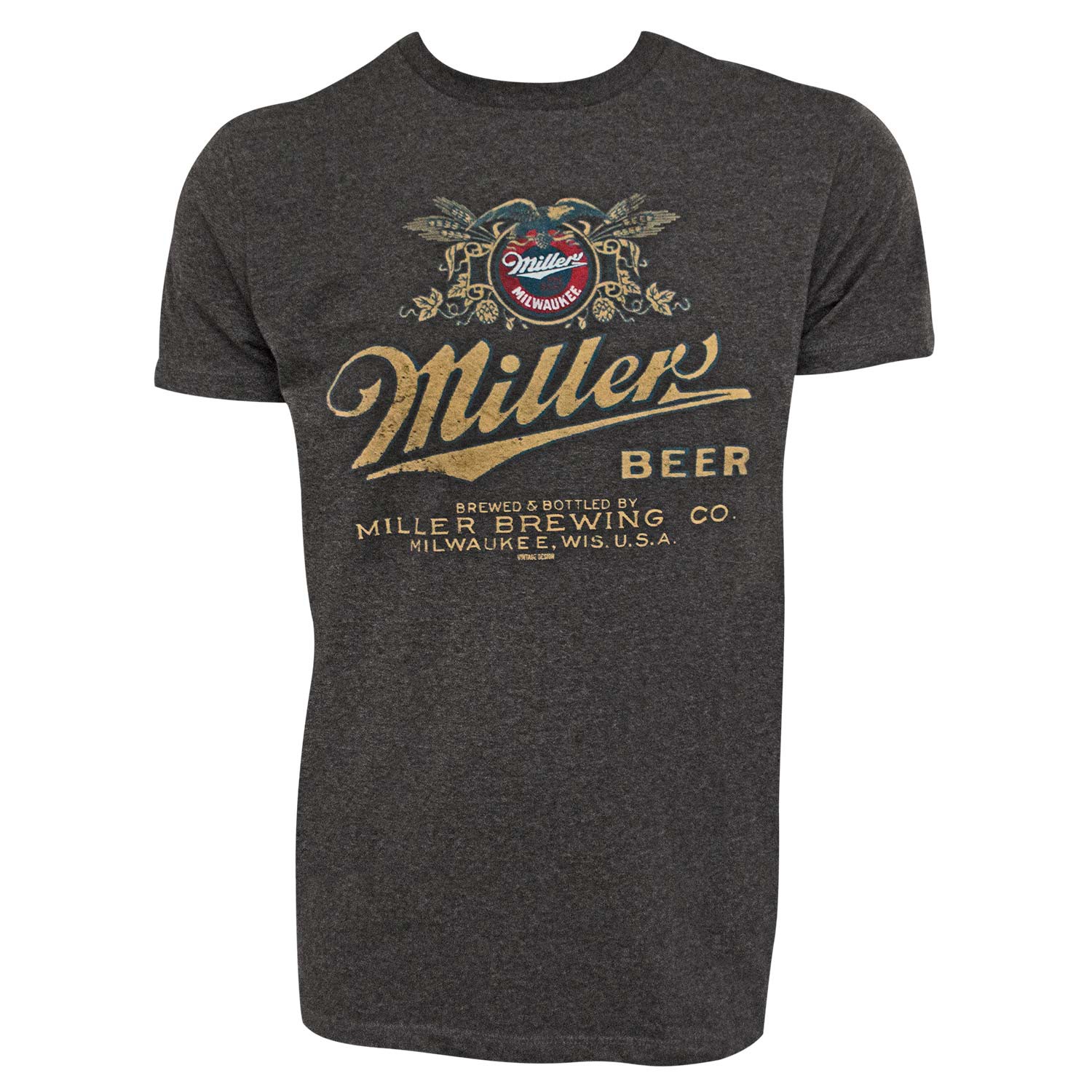 Miller Beer Distressed Logo Heather Charcoal Men's T-Shirt