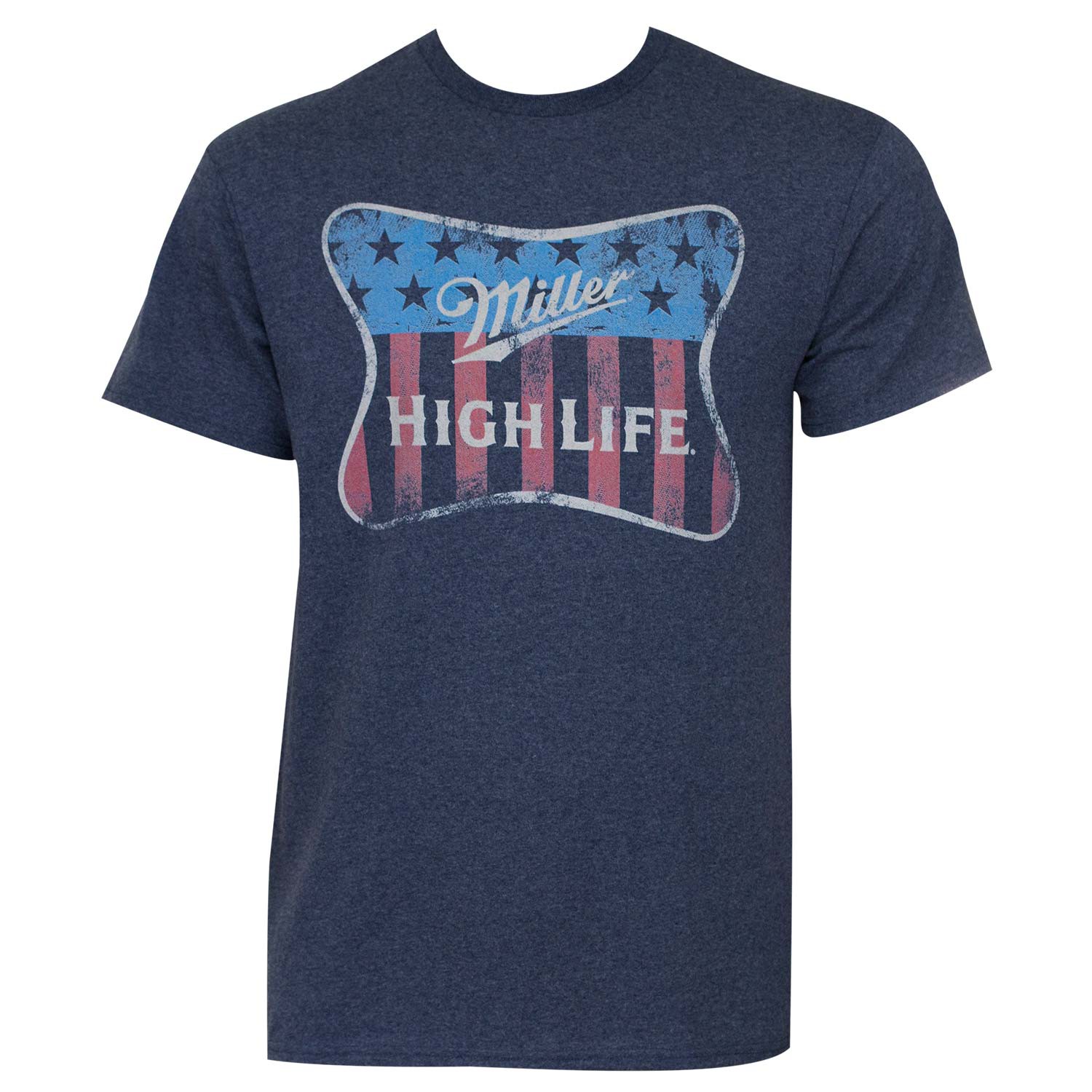 Miller High Life Navy Blue Patriotic Tee Shirt