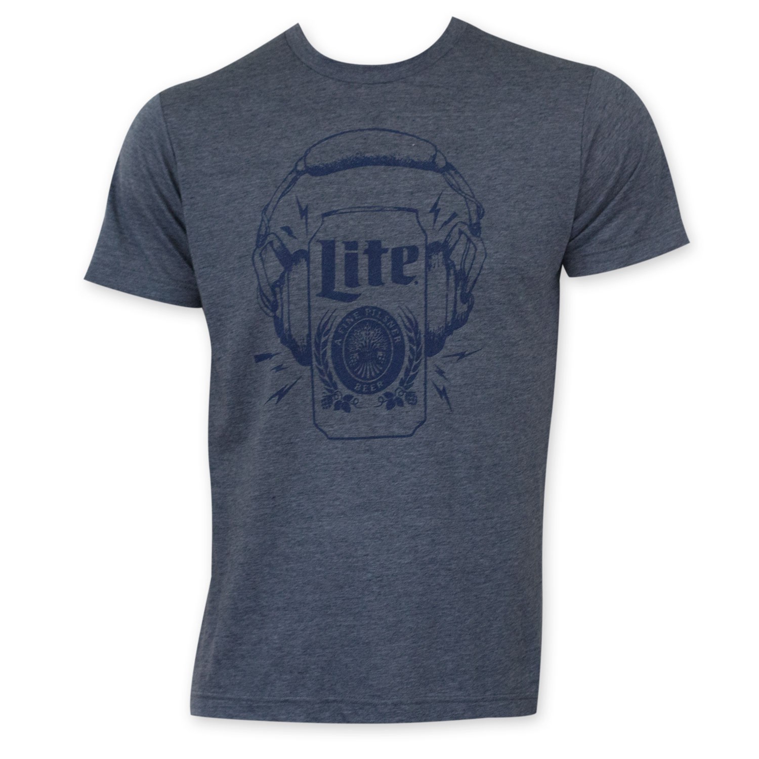 Miller Lite Men's Blue Headphones Can T-Shirt