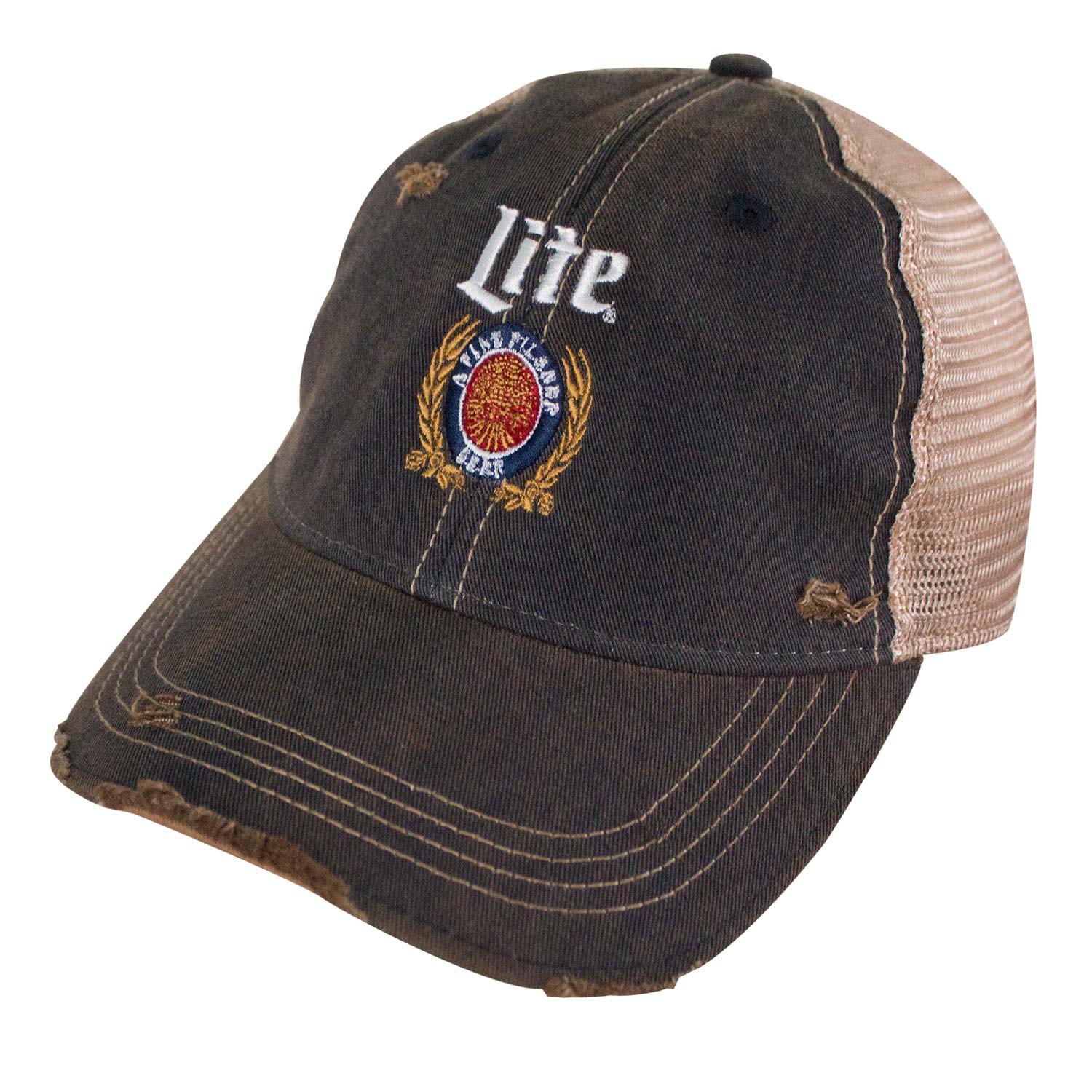 Miller Lite Logo Retro Brand Mesh Brown Trucker Hat
