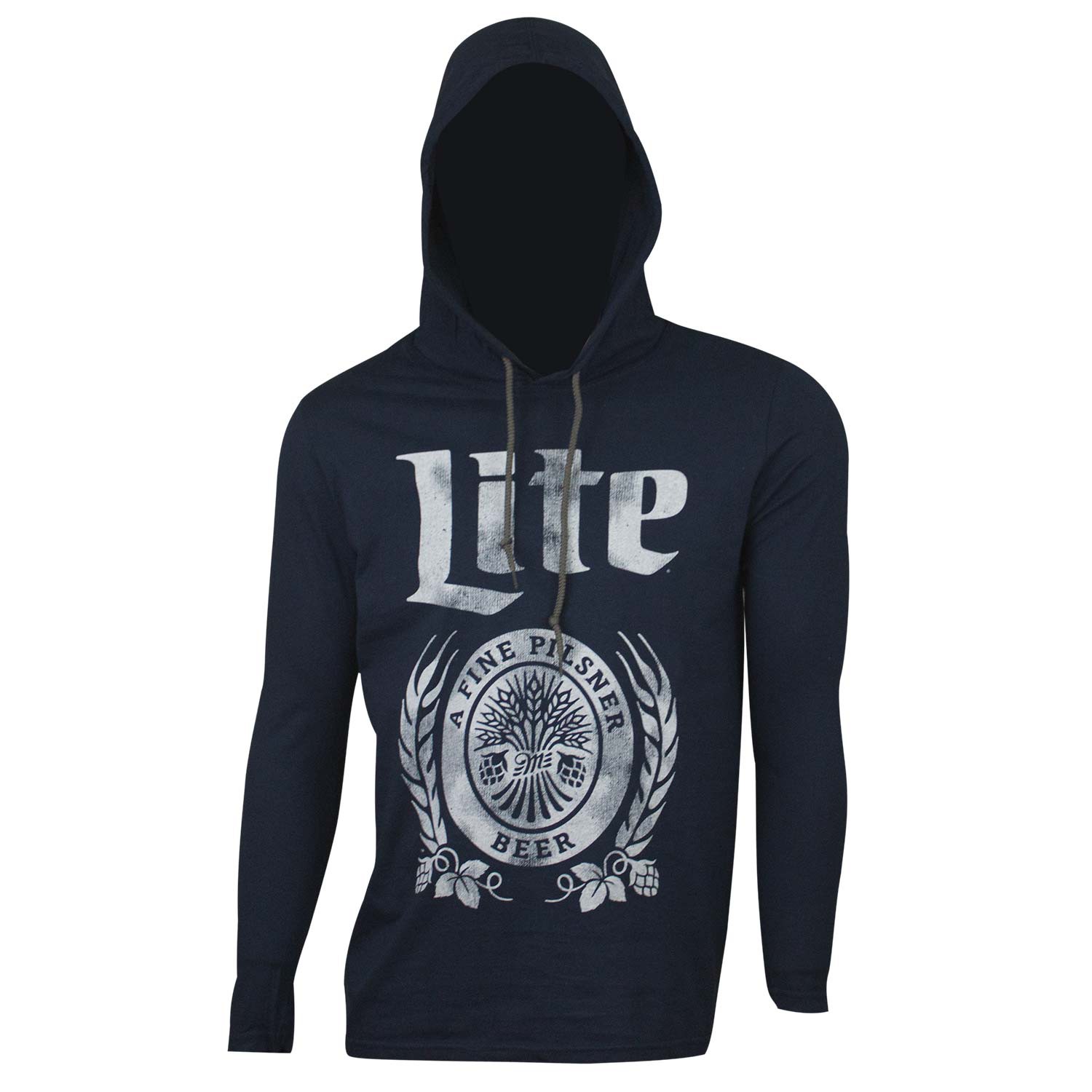 Miller Lite Beer Men's Blue Long Sleeve Hoodie T-Shirt