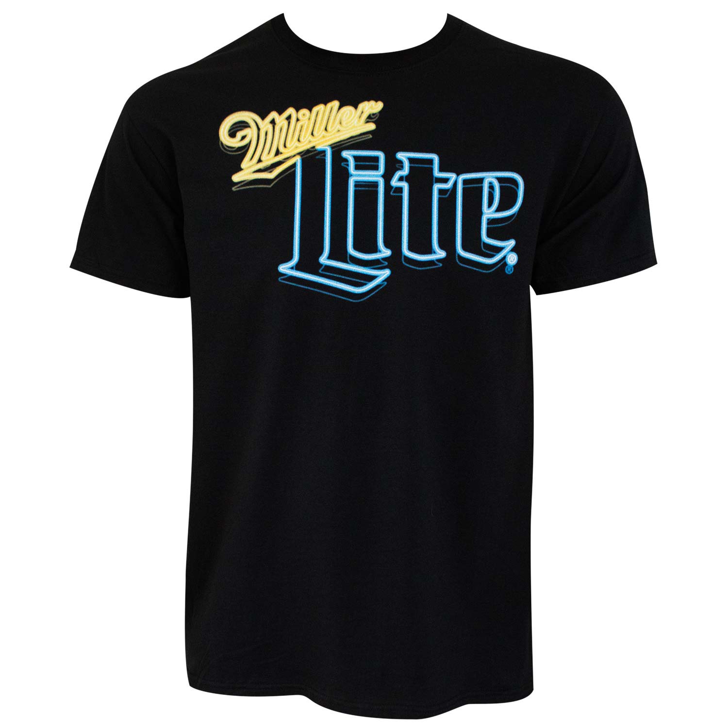 Miller Lite Neon Sign Men's Black T-Shirt