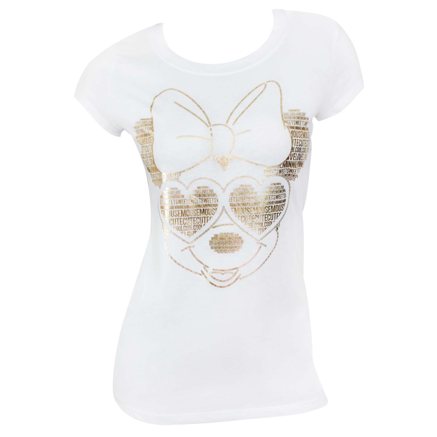 Minnie Mouse Gold Foil Women's White Tee Shirt