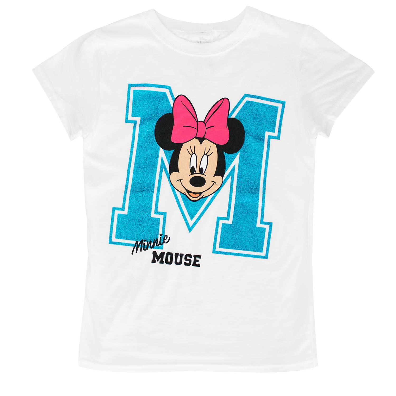 Minnie Mouse Glitter M Youth Girls 7-16 White T-Shirt