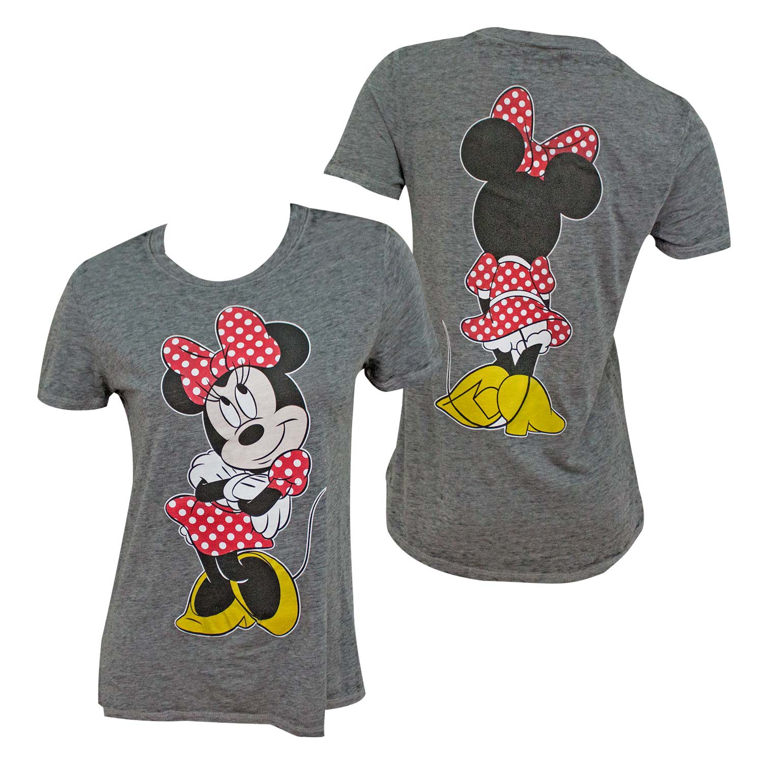 Minnie Mouse Front Back Print Women's Grey T-Shirt