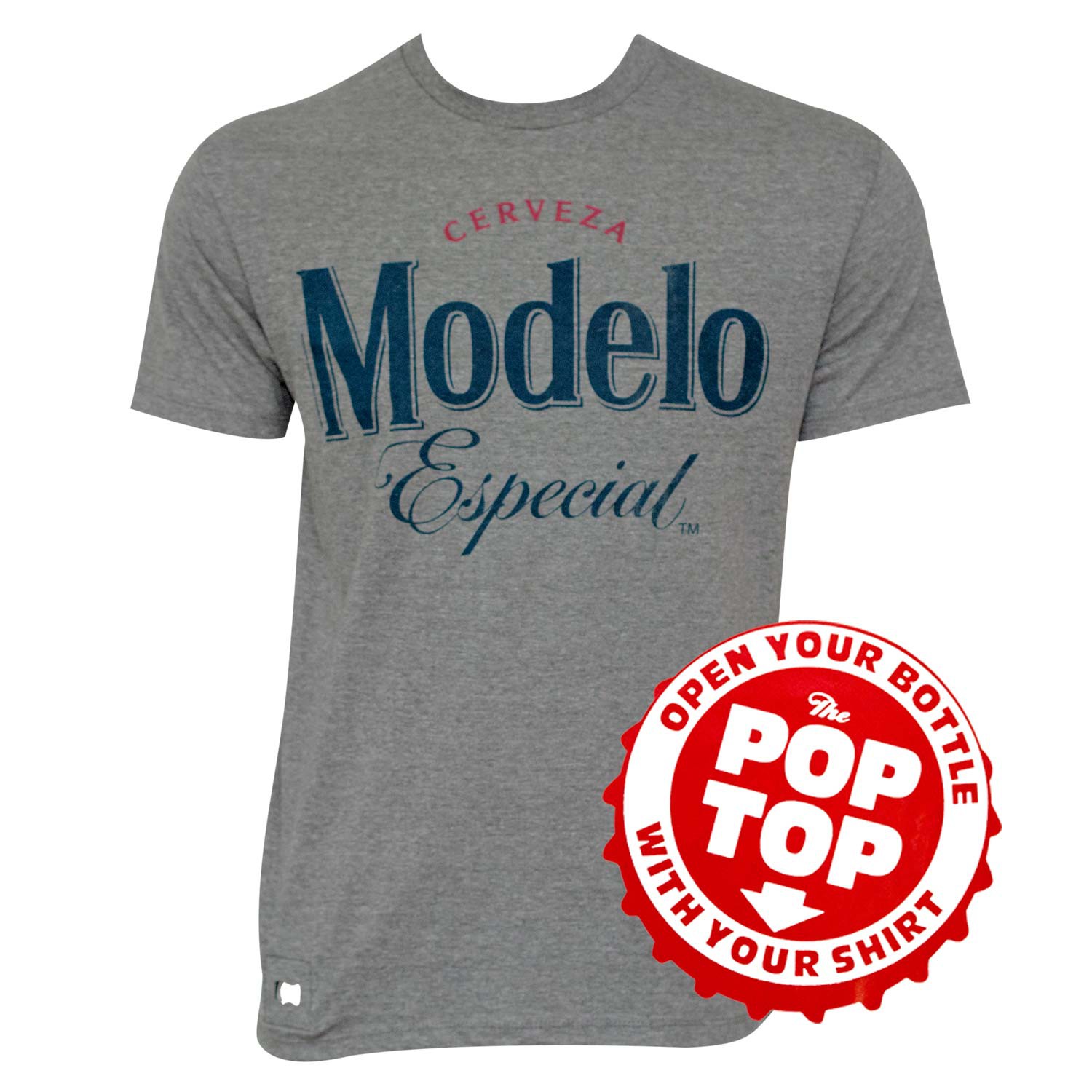 Modelo Grey Pop Top Bottle Opener Tee Shirt