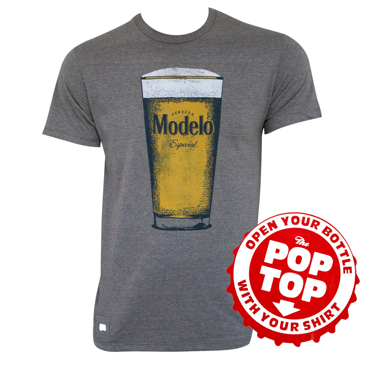 Modelo Pint Glass Pop Top Grey T-Shirt