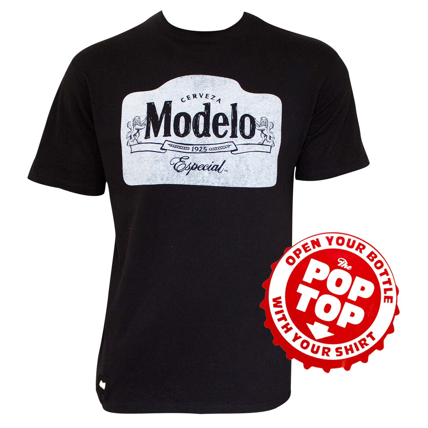 Modelo Especial Pop Top Bottle Opener Black Tee Shirt