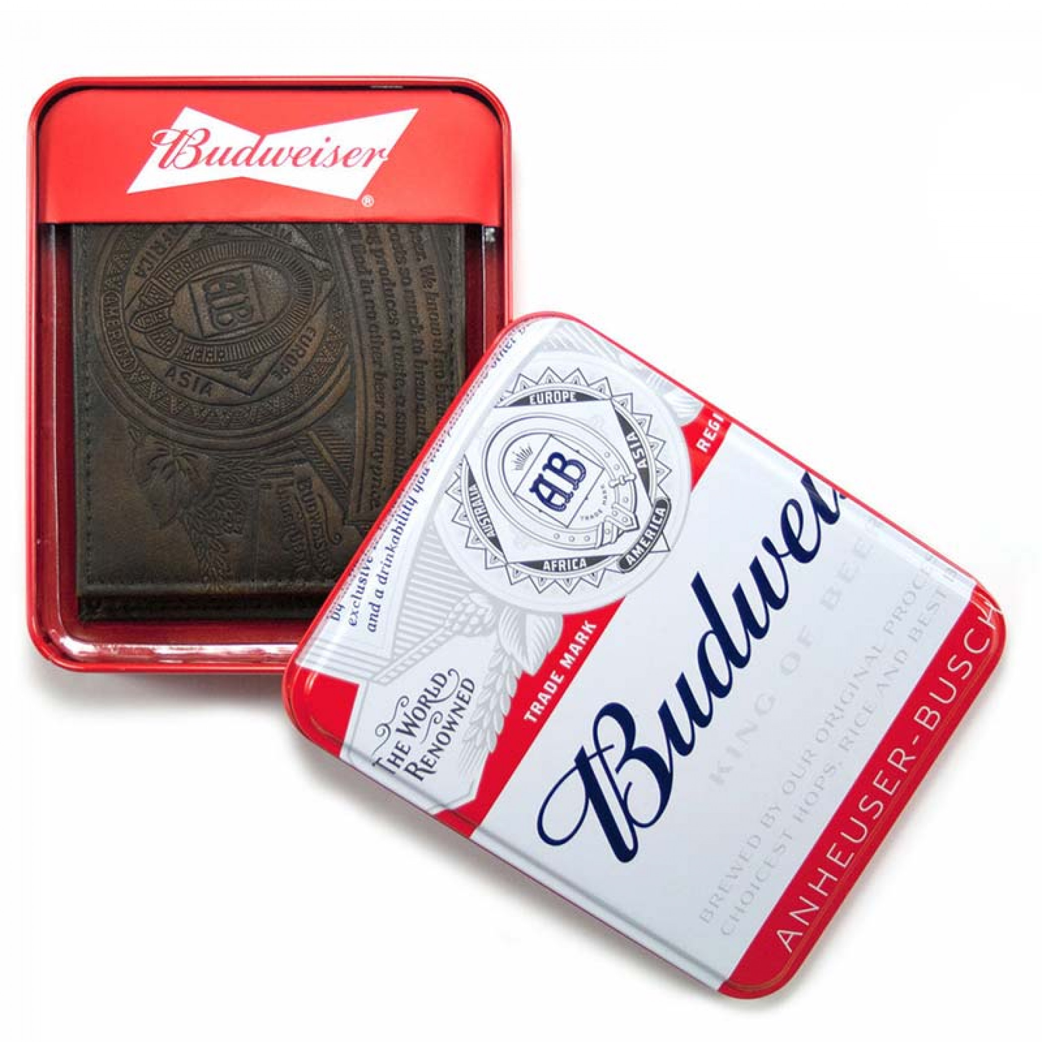 Budweiser Brown Embossed Leather Bifold Wallet