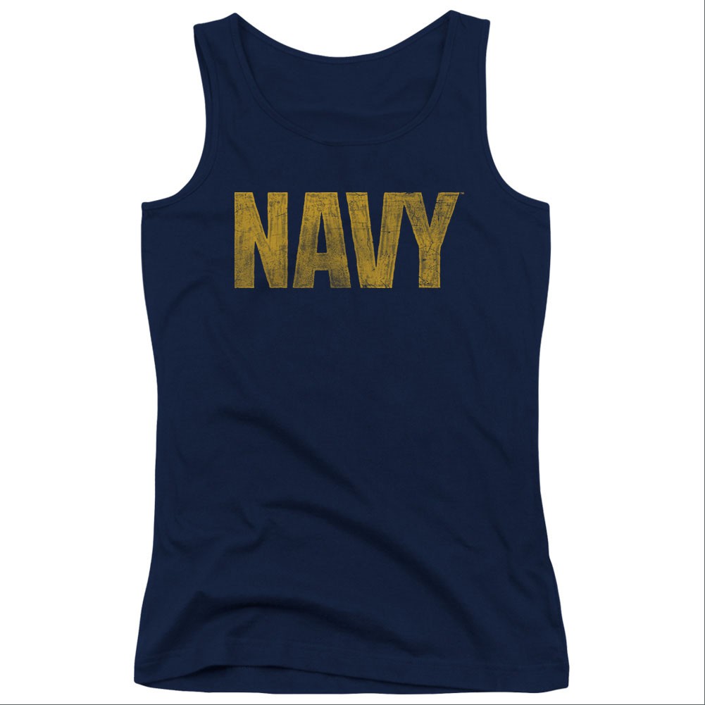 US Navy Logo Blue Juniors Tank Top