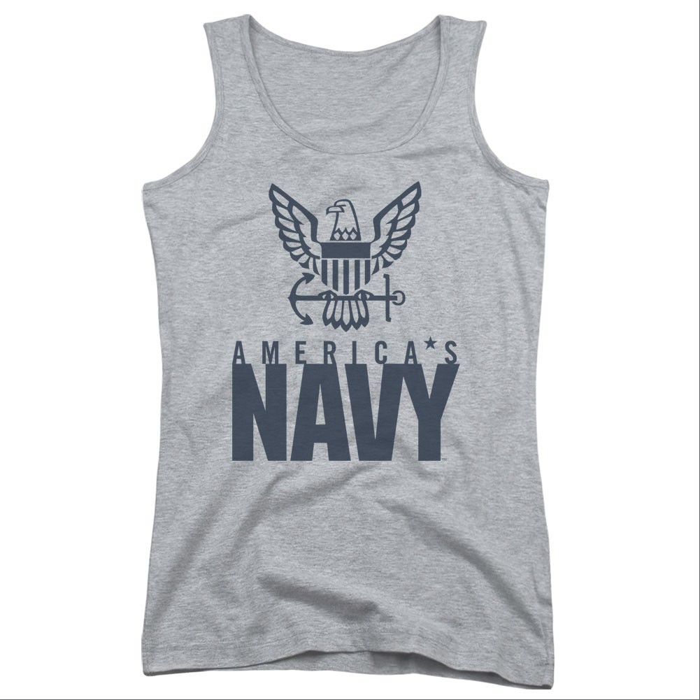 US Navy Eagle Logo Gray Juniors Tank Top