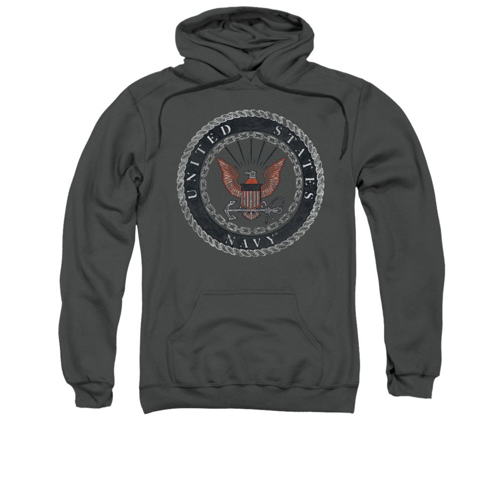 US Navy Rough Emblem Gray Pullover Hoodie