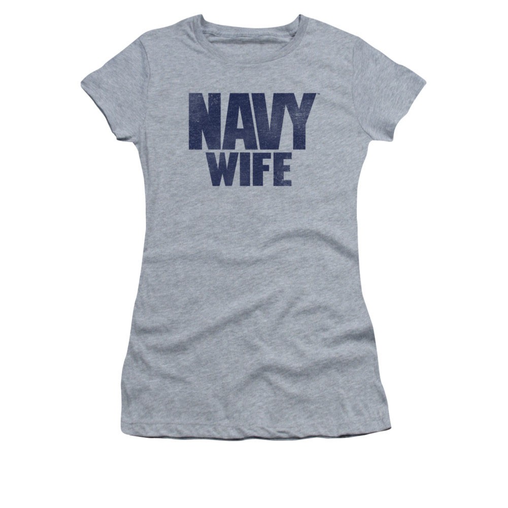 US Navy Wife Gray Juniors T-Shirt