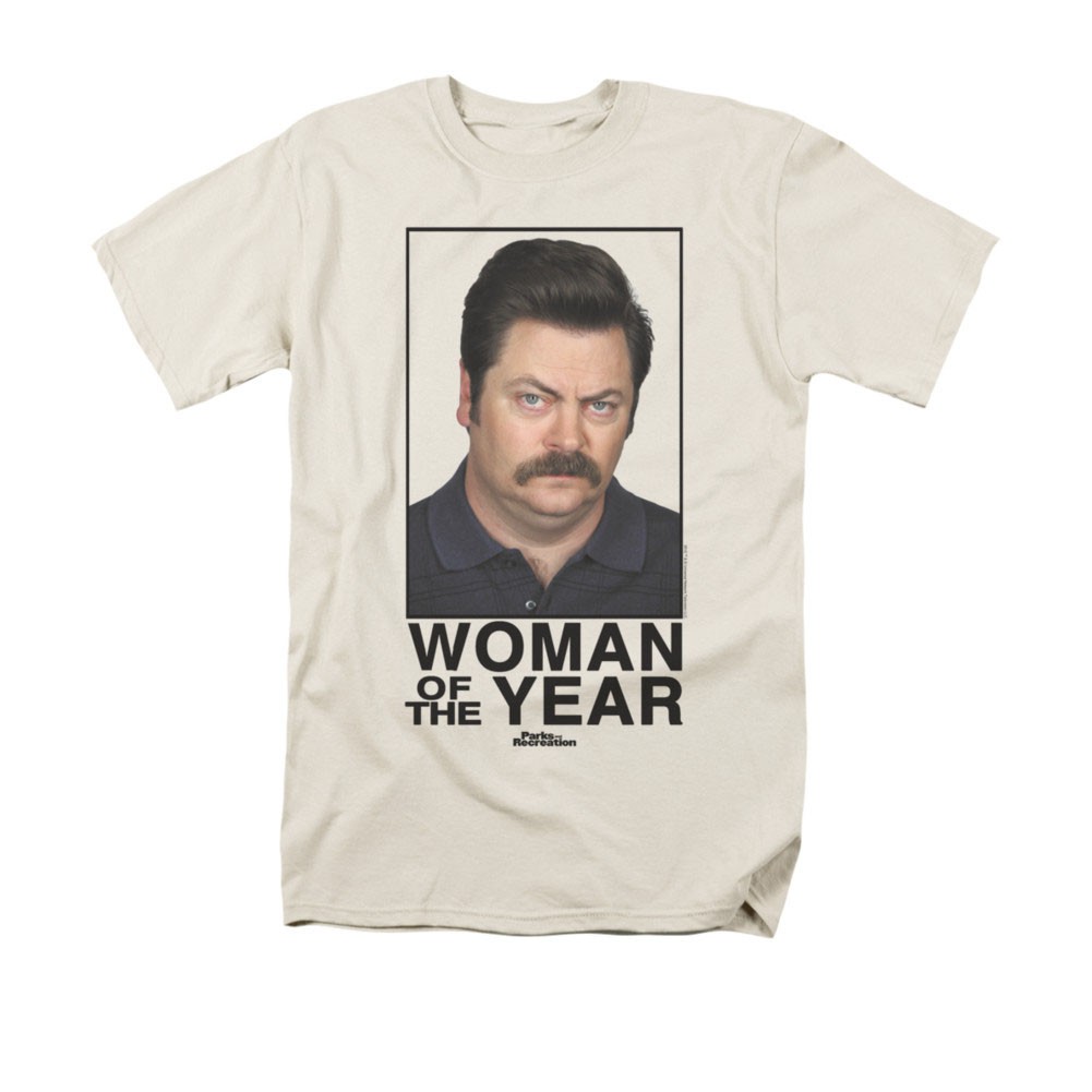 Parks & Recreation Men's Cream Woman Of The Year Tee Shirt