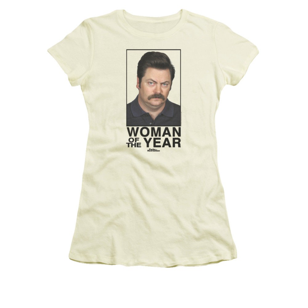 Parks And Recreation Woman Of The Year Cream Juniors Tee Shirt