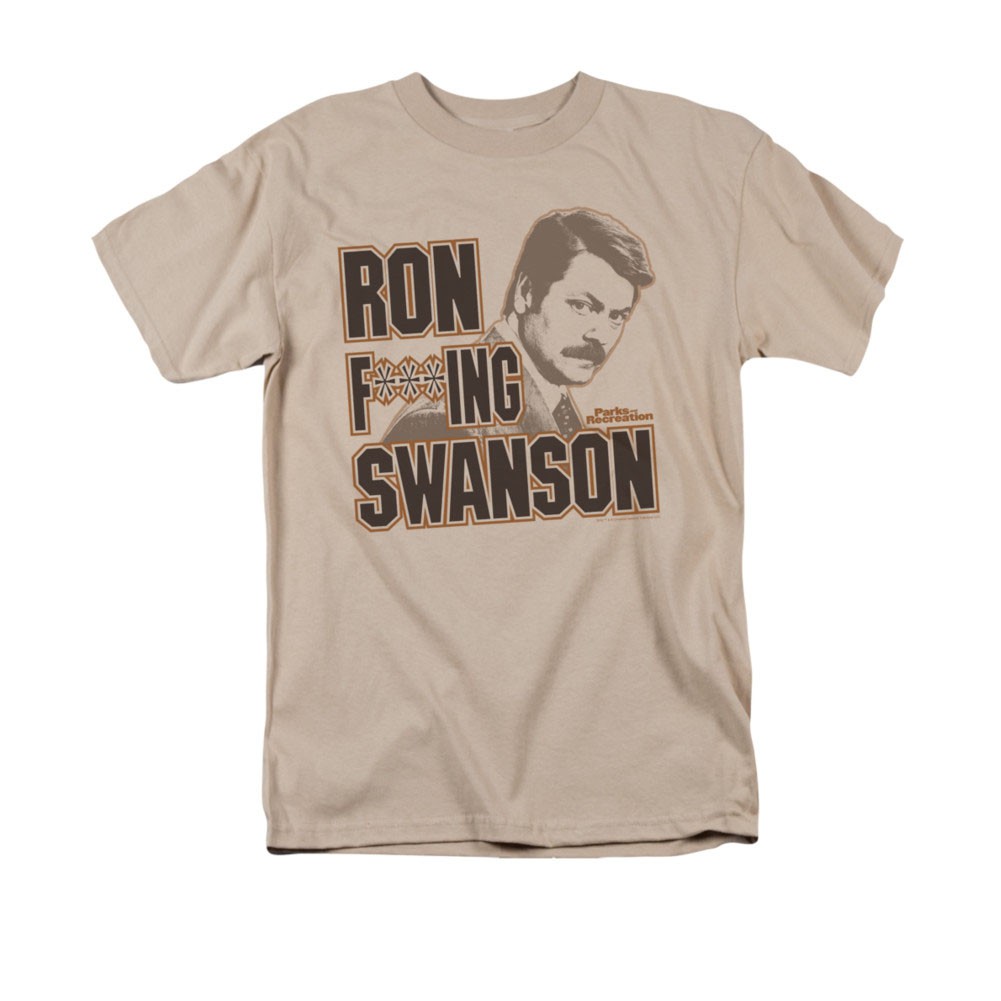 Parks & Recreation Ron F***ing Swanson Beige Tee Shirt