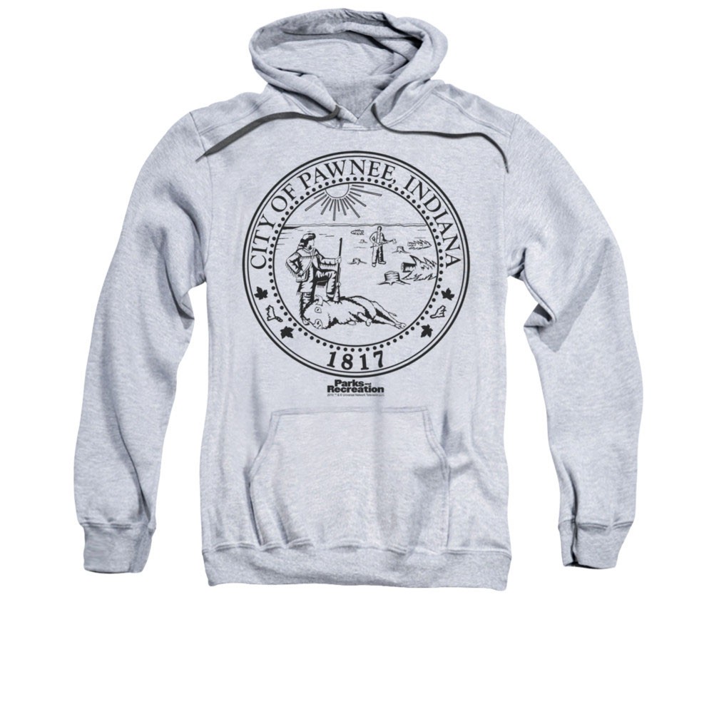 Parks And Recreation Pawnee Seal Gray Pullover Hoodie