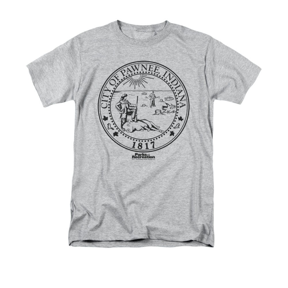 Parks & Recreation Men's Gray City Of Pawnee Seal Tee Shirt