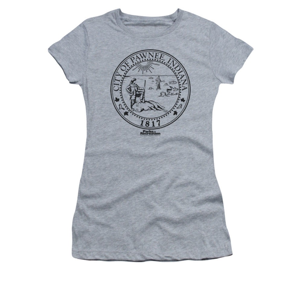 Parks And Recreation Juniors Gray Pawnee City Seal Tee Shirt
